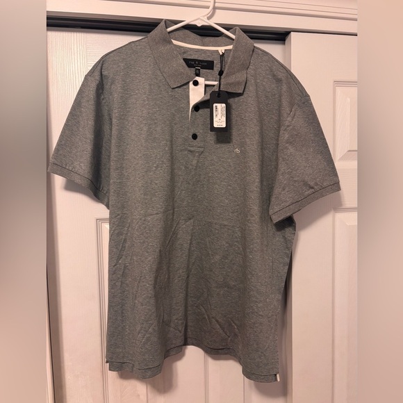 rag & bone Other - Rag and Bone Heather Gray Short Sleeve Interlock Polo Men's Size XXL